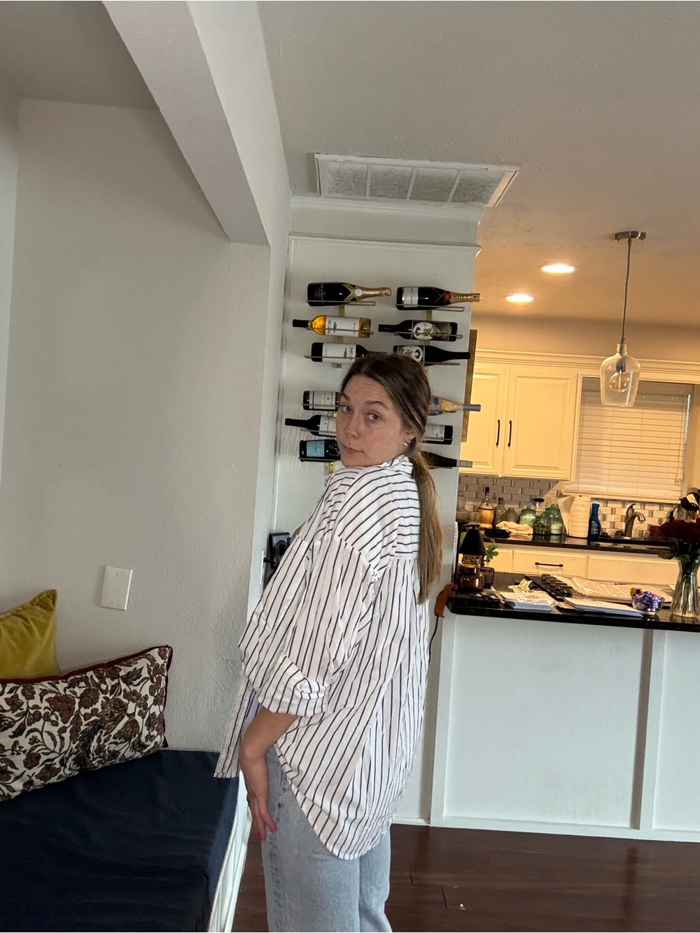 Abercrombie & Fitch Oversized Striped Poplin Button-Up Shirt - Picture 2 of 5